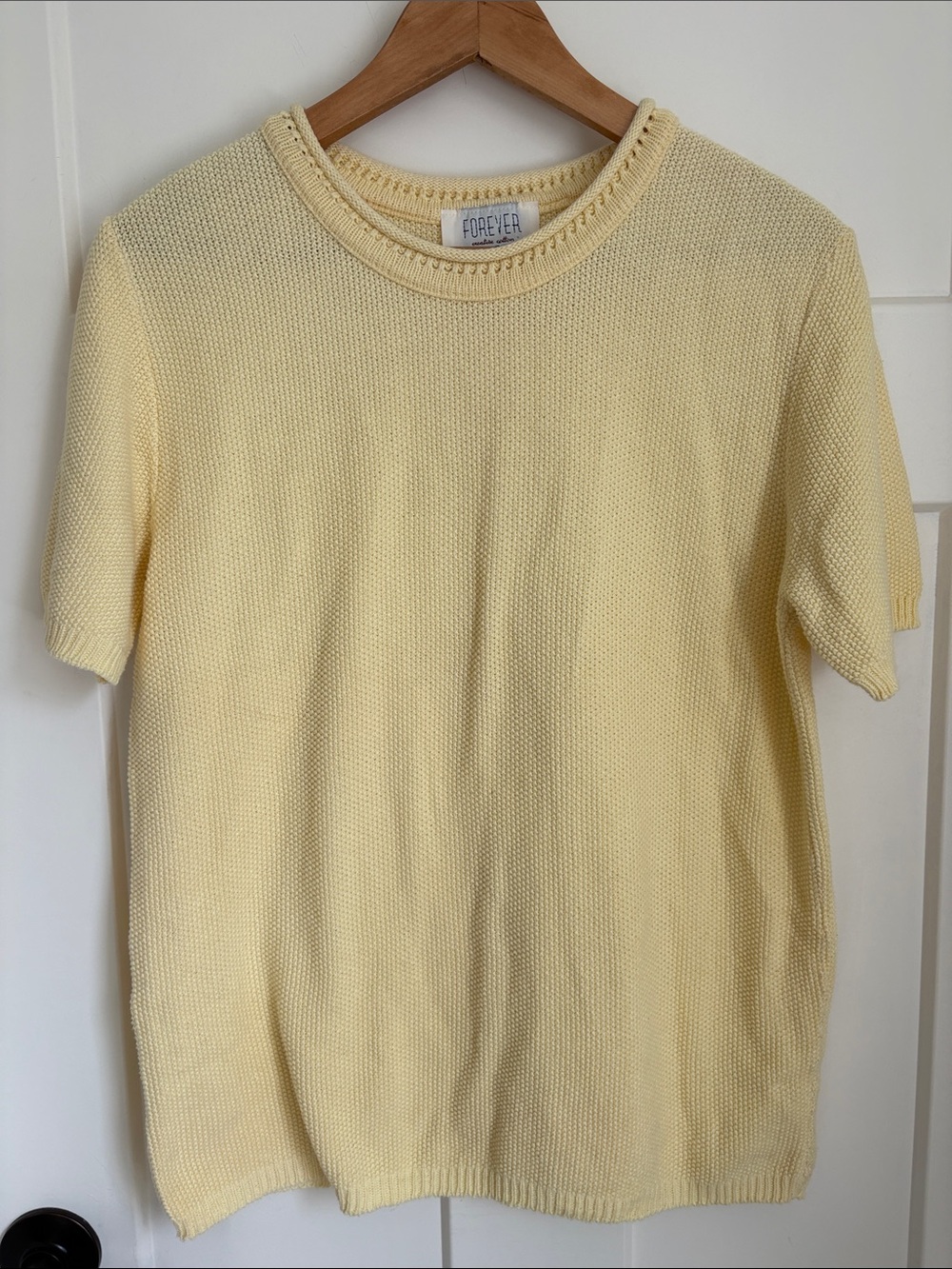 100% cotton Pale Yellow Knit Crewneck Sweater
